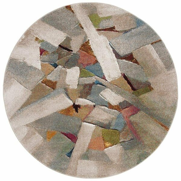Safavieh 10 x 10 ft. Porcello 6937B Power Loomed Round Area Rug; Grey & Multi Color PRL6937B-10R